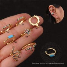 Wholesale fashion personalized ear clip piercing color zircon earrings women